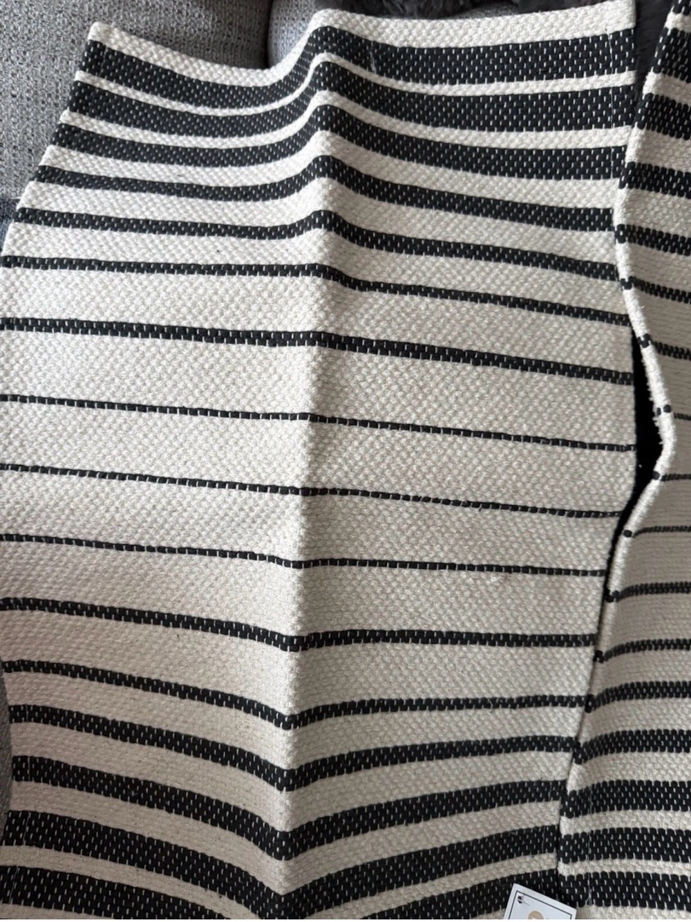 SAYING GOODBYE SALE Cotton Woven Rugs - Black & White Striped 2 sets